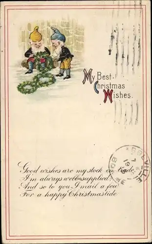 Ak Frohe Weihnachten, Zwerge, Best Christmas Wishes