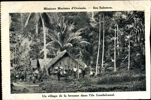 Ak Iles Salomon Ozeanien, Missions Maristes d'Océanie, village de la brousse dans l'île Guadalcanal