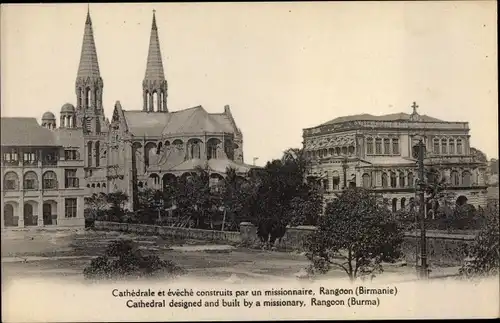 Ak Rangoon Myanmar, Cathédrale et évêché construits par un missionaire
