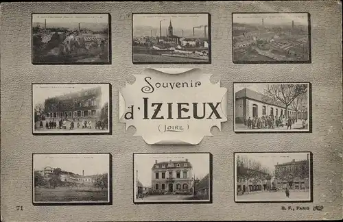 Ak Izieux Loire, Usines, La Mairie, Ecole, La Place