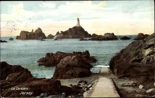 Ak Jersey Kanalinseln, La Corbiere, Leuchtturm