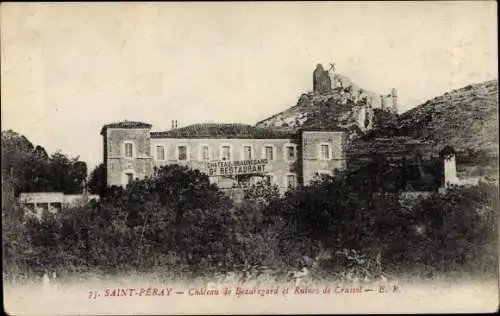 Ak Saint Peray Ardèche, Château de Beauregard et Ruines de Crussol