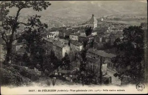 Ak Saint Félicien Ardèche, Vue générale