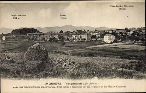 Ak Saint Agrève Ardèche, Vue générale
