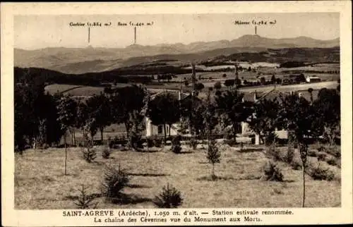 Ak Saint Agrève Ardèche, Vue générale