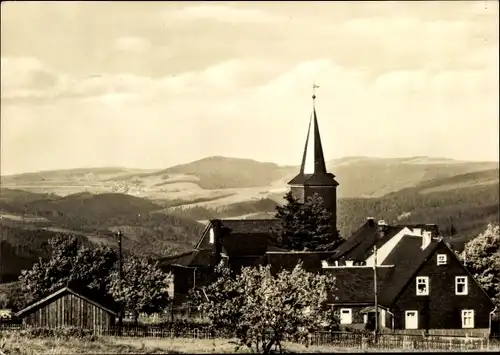 Ak Masserberg im Thüringer Schiefergebirge, Panorama mit Kirche