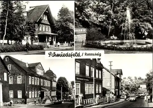 Ak Schmiedefeld am Rennsteig Thüringen, Filmbühne, Georg Schumann Platz, GOG Henne, Suhler Straße