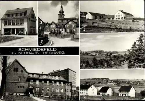 Ak Schmiedefeld am Rennsteig Thüringen, Konsumwarenhaus, Kreisfeierabendheim, Oberschule