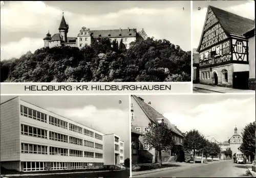 Ak Bad Colberg Heldburg in Thüringen, Veste Heldburg, Fachwerkhaus, Oberschule, Untere Vorstadt