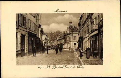 Ak Montereau Seine et Marne, La Grande Rue et la Poste
