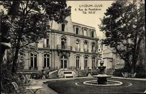 Ak Paris Élysée, Lycéum Club, 8 Rue de Penthiève, Fontaine