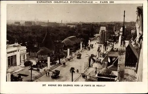 Ak Paris Reuilly, Exposition Coloniale Internationale 1931, Avenue des Colonies