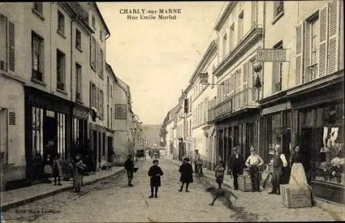 Ak Charly sur Marne Aisne, Rue Emile Morlot, Coiffeur