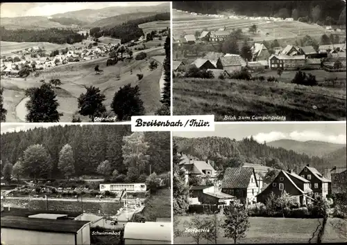 Ak Breitenbach Schleusingen in Thüringen, Oberdorf, Blick zum Campingplatz, Freibad, Dorfpartie