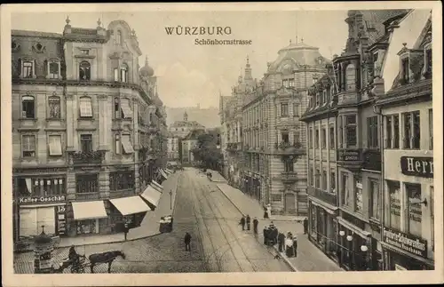 Ak Würzburg am Main Unterfranken, Blick in die Schönbornstraße