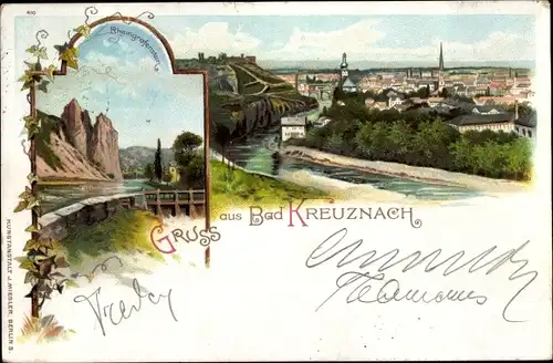 Litho Bad Kreuznach in Rheinland Pfalz, Panorama, Rheingrafenstein