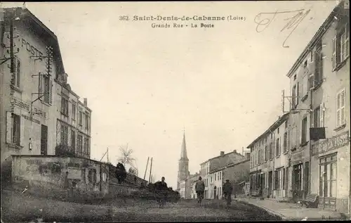 Ak Saint Denis de Cabanne Loire, Grande Rue