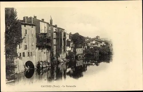 Ak Castres Tarn, La Portanelle, facades, eau