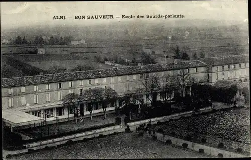 Ak Albi Tarn, Bon Sauveur, Ecole des Sourds parlants, vue d'oiseau