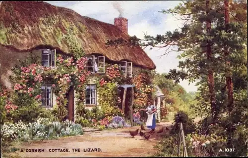 Künstler Ak Cornwall South West England, A Cornish Cottage, the Lizard
