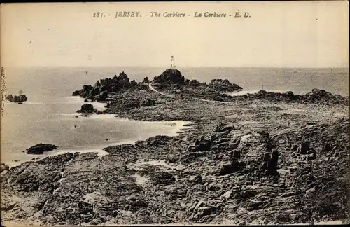 Ak Jersey Kanalinseln, La Corbiere, Leuchtturm