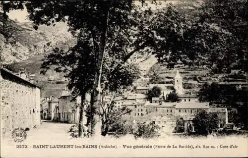 Ak Saint Laurent les Bains Ardèche, Vue générale