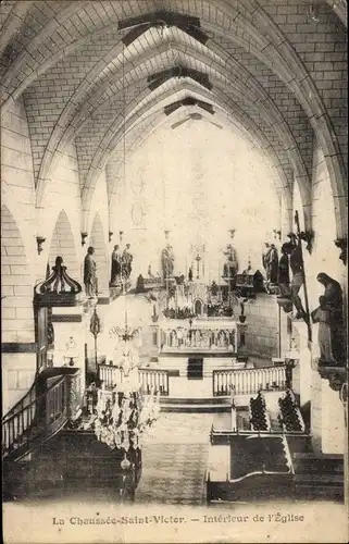 Ak La Chaussee Saint Victor Loir et Cher, Interieur de L'Eglise