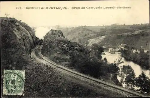 Ak Montlucon Allier, Rives du Cher pres Lavault Sainte Anne