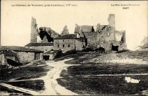 Ak Vernière Haute Loire, Vue du Château