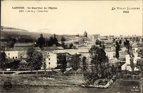 Ak Landos Haute Loire, Le Quartier de l'Église