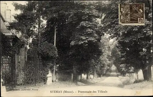 Ak Stenay Lothringen Meuse, Promenade des Tilleuls, porte