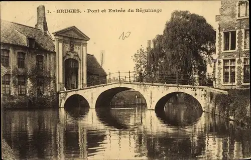 Ak Bruges Brügge Flandern Westflandern, Pont et Entree du Beguinage