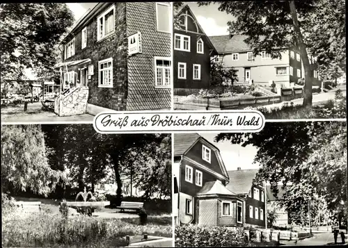 Ak Königsee Rottenbach in Thüringen, Gaststätte Kemter, Straßenpartie, Park, Springbrunnen