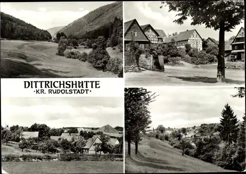 Ak Dittrichshütte Saalfeld an der Saale Thüringen, Panorama vom Ort, Tal, Straßenpartie, Wohnhäuser