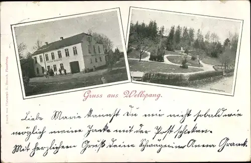 Ak Wellspang Süderfahrenstedt in Schleswig Holstein, Gasthaus, Gartenpartie