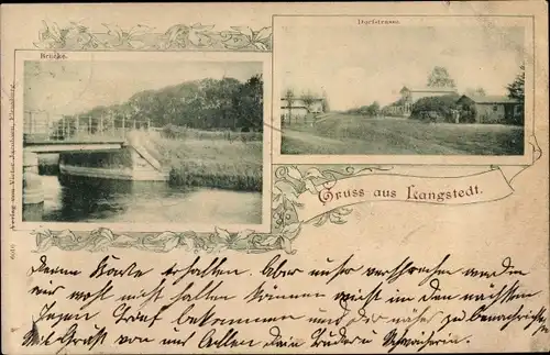 Ak Langstedt in Schleswig Holstein, Dorfstraße, Brücke