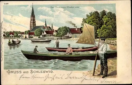 Litho Schleswig an der Schlei, Der Dom vom Kloster aus