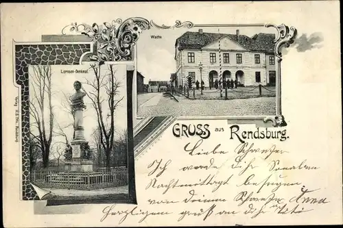 Ak Rendsburg in Schleswig Holstein, Lornsen Denkmal, Wache