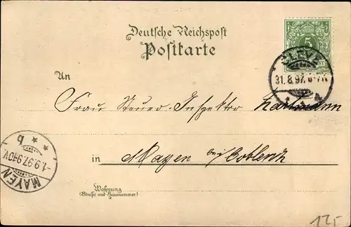 Litho Kleve am Niederrhein, Schwanenburg, Lohengrin Denkmal