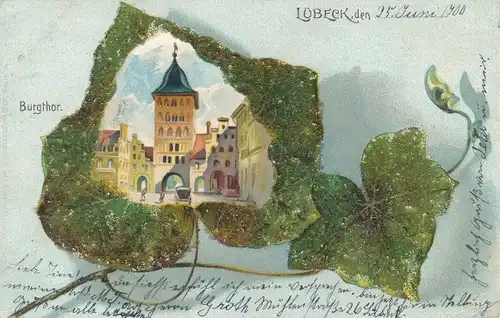 Perl Efeublatt Litho Lübeck in Schleswig Holstein, Burgtor