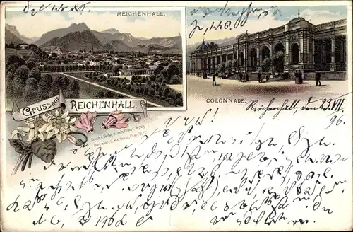 Litho Bad Reichenhall in Oberbayern, Kolonnade, Ortschaft