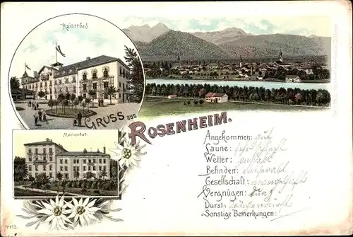 Litho Rosenheim im Alpenvorland Oberbayern, Kaiserbad, Marienbad