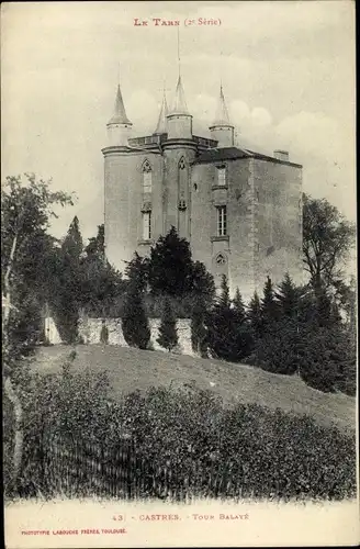 Ak Castres Tarn, Tour Balayé, vue générale, arbres