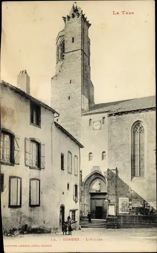 Ak Cordes Tarn, L'Église, vue générale, enfants