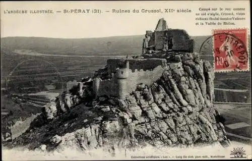 Ak Saint Péray Ardèche, Ruines du Crussol