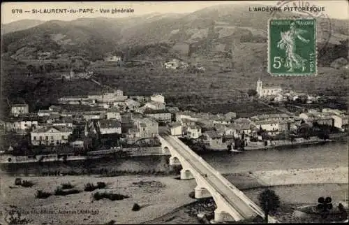 Ak Saint Laurent du Pape Ardèche, Vue générale