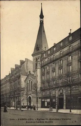 Ak Paris Reuilly, Église Saint Antoine l'Ermite, Avenue Ledru Rollin