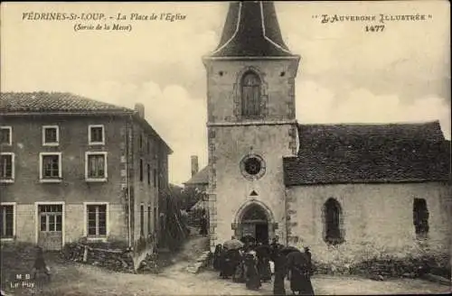 Ak Vedrines Saint Loup Allier, La Place de l'Eglise