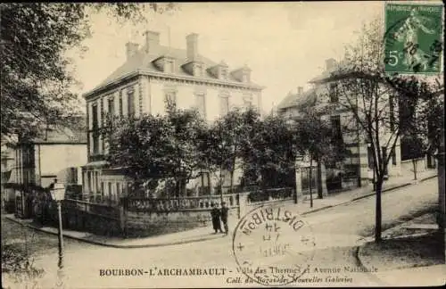 Ak Bourbon l'Archambault Allier, Villa des Thermes, Avenue Nationale