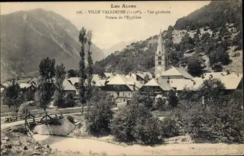 Ak Ville Vallouise Hautes-Alpes, Vue générale, Pointe de l'Eyglière